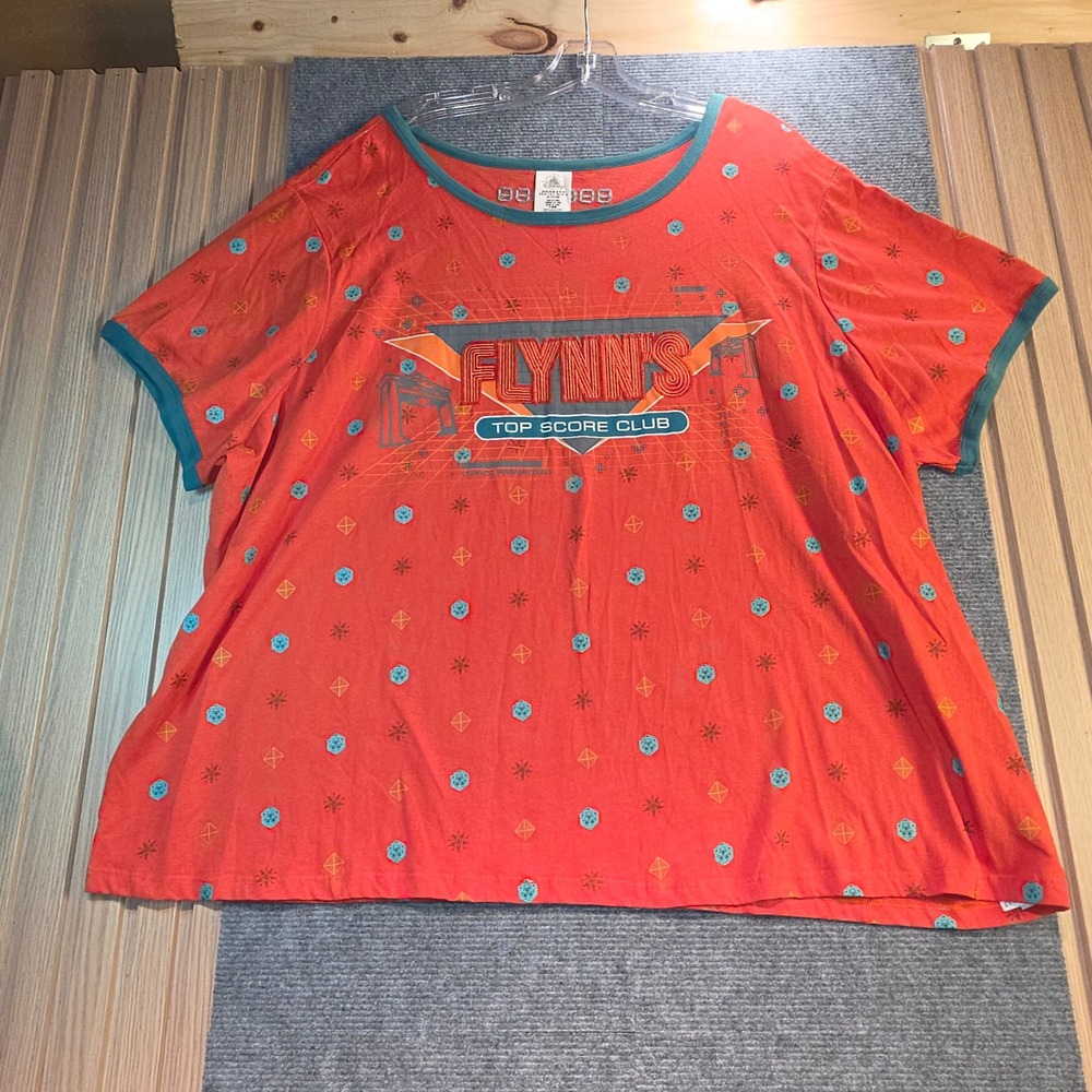 Disney Flynn's Top Score Club Tron Ringer T-Shirt Women 3X Orange NWT Retro